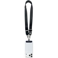 Karl Lagerfeld Universal Strap Tether Patch Choupette Metal Logo Phone Lanyard - Black