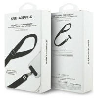 Karl Lagerfeld Universal Strap Tether Patch Choupette Metal Logo Phone Lanyard - Black