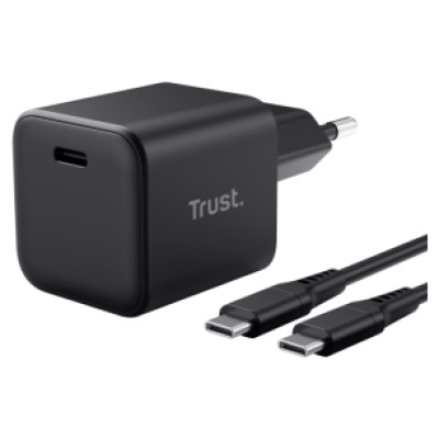 Trust Lādētājs Trust Maxo Ultra-small 65W GaN USB-C Black + 2m cable