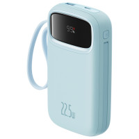 Baseus Qpow2 20000mAh 22.5W Powerbank with Dual Cable with Digital Display + Baseus Simple USB-C 3A Cable 0.3m (White) - Blue