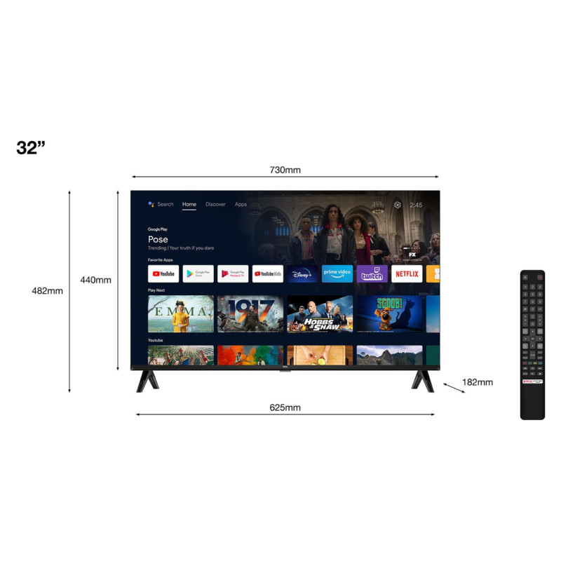 TCL TV Set|TCL|32"|Smart/HD|1366x768|Wireless LAN|Android TV|32S5400A