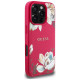 Guess Grained Printed Flower Pattern MagSafe case for iPhone 16 Pro fuchsia