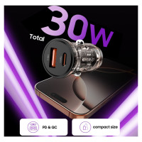 Tech-Protect CC01 30W 2-Port USB-A / USB-C Car Charger - Black