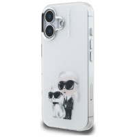 Karl Lagerfeld IML Aquarelle Karl & Choupette & Logo iPhone 16 Case - White