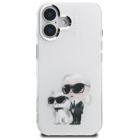 Karl Lagerfeld IML Aquarelle Karl & Choupette & Logo iPhone 16 Case - White
