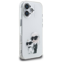 Karl Lagerfeld IML Aquarelle Karl & Choupette & Logo iPhone 16 Case - White