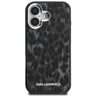 Karl Lagerfeld IML Leopard Pattern MagSafe Case for iPhone 16 - Black