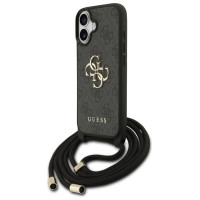 Guess 4G Big Logo Cord Stap Crossbody Case for iPhone 17 - Black