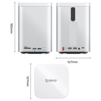 Orico MiniTower Docking Station with Hard Drive Bays for up to 56TB - Silver
