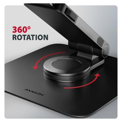Axagon STND-LRB Aluminum stand with 360 rotation for laptops 10-17.3. Adjustable height and angle. Black.