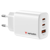 Verbatim Lādētājs Verbatim Essentials GaN Wall Charger 65W 3 Port White