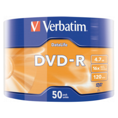 Verbatim Matricas DVD-R Data Life Verbatim 4.7GB 16x 50 Pack Matt Silver Wrap Spindle