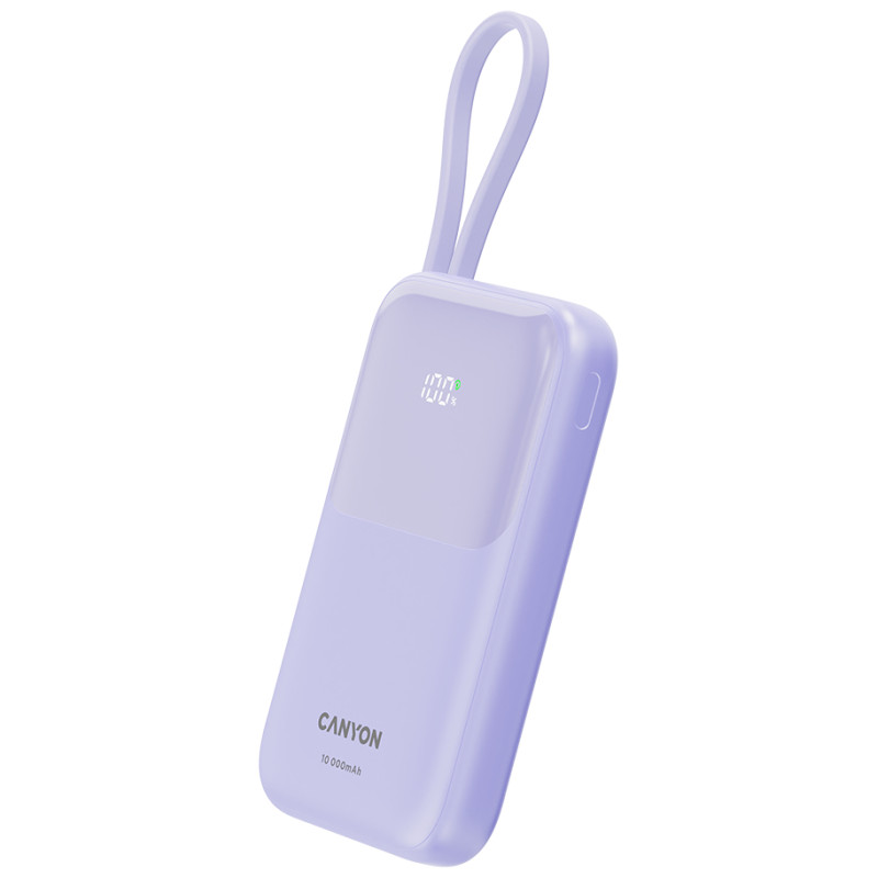 Canyon power bank OnPower 101 built-in cable 10000 mAh PD22.5W Purple