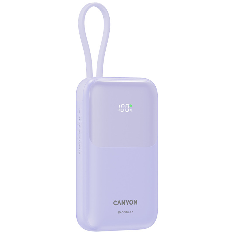 Canyon power bank OnPower 101 built-in cable 10000 mAh PD22.5W Purple