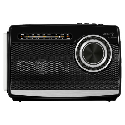Sven Speaker SVEN SRP-155, black (3W, Bluetooth, FM/AM/SW, USB, microSD, flashlight, battery)