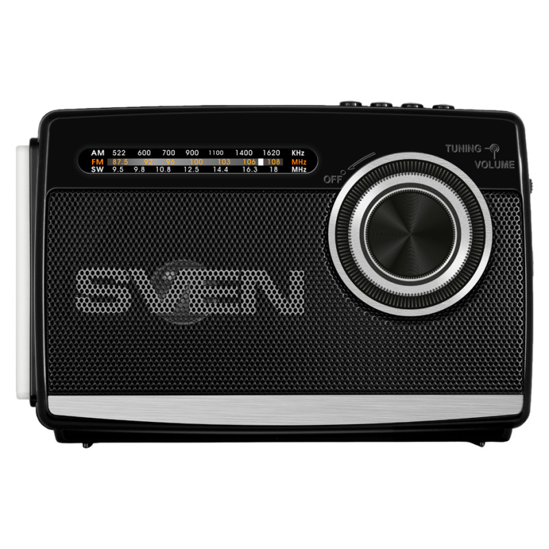 Sven Speaker SVEN SRP-155, black (3W, Bluetooth, FM/AM/SW, USB, microSD, flashlight, battery)