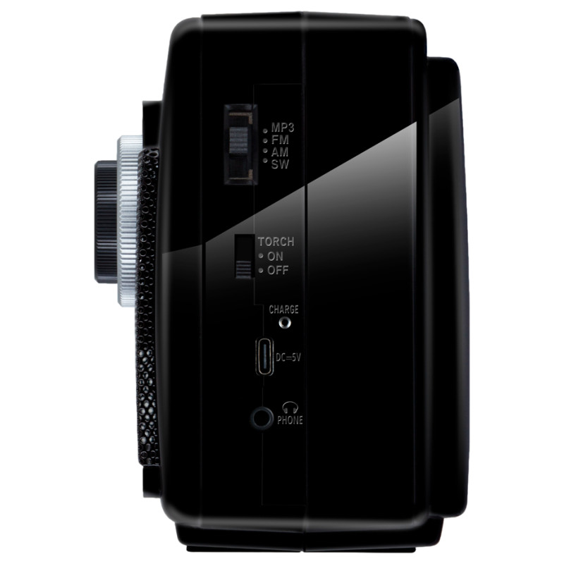 Sven Speaker SVEN SRP-155, black (3W, Bluetooth, FM/AM/SW, USB, microSD, flashlight, battery)