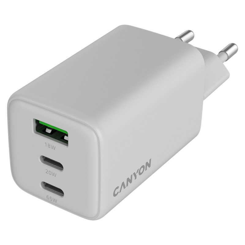 Canyon charger CU65ACC GaN 65W 2xPD 1xQC EU White
