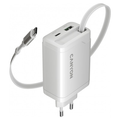Canyon charger OnCharge 65RC Build-In Cable USB-C 65W 1xPD 1xQC EU White