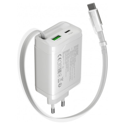 Canyon charger OnCharge 65RC Build-In Cable USB-C 65W 1xPD 1xQC EU White