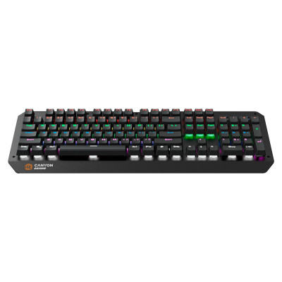 Canyon Hazard GK-6, Wired multimedia gaming keyboard with lighting effect, 108pcs rainbow LED, Numbers 104keys, RU+EN double injection layout, cable length 1.8M, 450.5*163.7*42mm, 0.90kg, color black