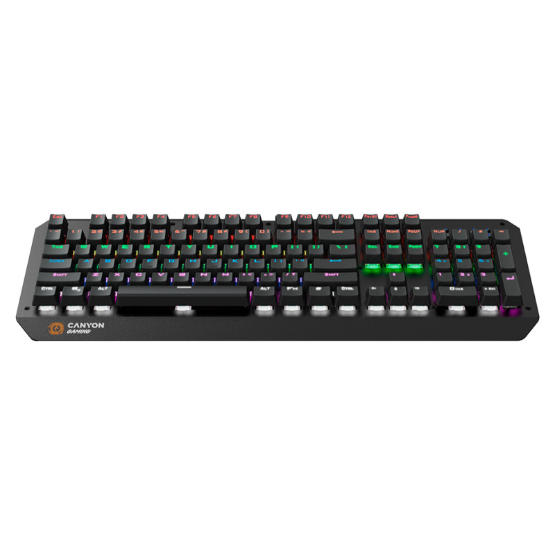 Canyon Hazard GK-6, Wired multimedia gaming keyboard with lighting effect, 108pcs rainbow LED, Numbers 104keys, RU+EN double injection layout, cable length 1.8M, 450.5*163.7*42mm, 0.90kg, color black
