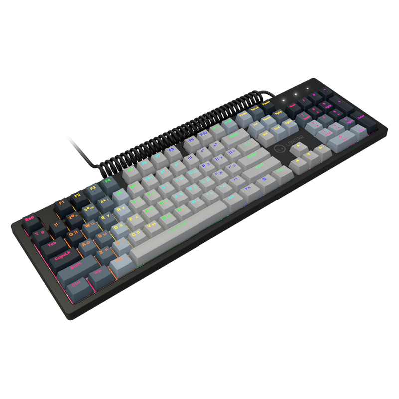 Lorgar Azar 514, Wired mechanical gaming keyboard, RGB backlight, 1680000 colour variations, 18 modes, keys number: 104, 50M clicks, linear dream switches, spring cable up to 3.4m, ABS plastic+metal, magnetic cover, 450*136*39mm, 1.17kg, white, EN+RU layo