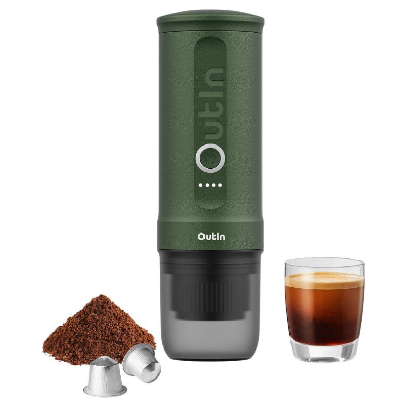 Outin Nano Espresso Machine, model OTEM-01, color Forest Green