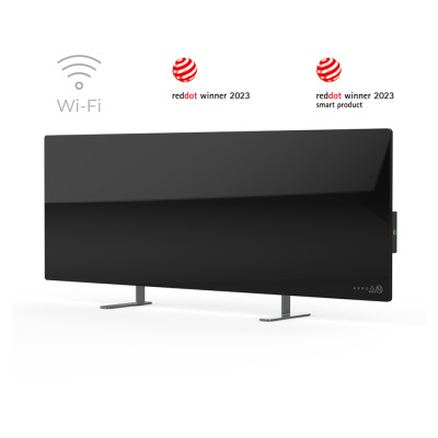 Aeno Premium Eco Smart Heater, 700W, Tempered glass, Infrared+convection heating type, Plug type: Europe (E/F type), BLACK