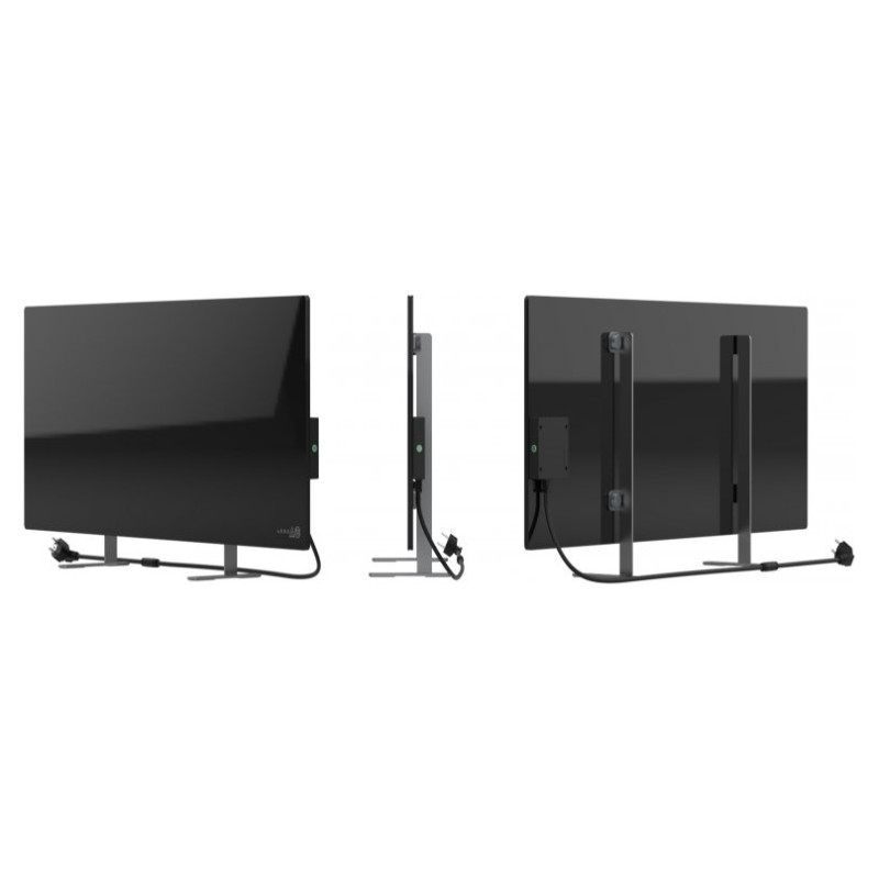 Aeno Premium Eco Smart Heater, 700W, Tempered glass, Infrared+convection heating type, Plug type: Europe (E/F type), BLACK