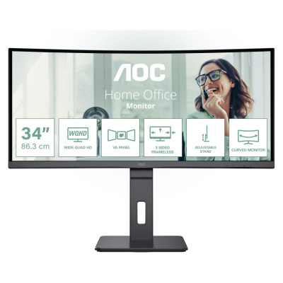 AOC LCD Monitor|AOC|34 "|3440 x 1440 pixels|UltraWide Quad HD|Native aspect ratio 21:9|LED|Curved|CU34P3CV