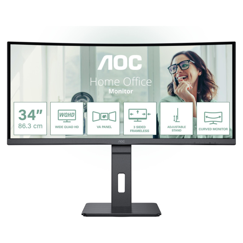 AOC LCD Monitor|AOC|34 "|3440 x 1440 pixels|UltraWide Quad HD|Native aspect ratio 21:9|LED|Curved|CU34P3CV