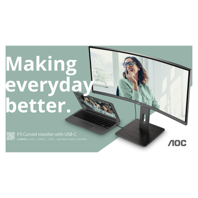 AOC LCD Monitor|AOC|34 "|3440 x 1440 pixels|UltraWide Quad HD|Native aspect ratio 21:9|LED|Curved|CU34P3CV