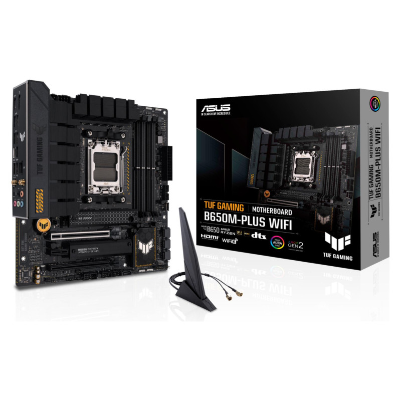 Asus Mainboard|ASUS|AMD B650|SAM5|MicroATX|Memory DDR5|Memory slots 4|1xPCI-Express 4.0 1x|1xPCI-Express 4.0 16x|2xM.2|1xHDMI|1xDisplayPort|4xUSB 2.0|3xUSB 3.2|1xUSB-C|1xRJ45|5xAudio port|TUFGAMB650M-PLUSWIFI