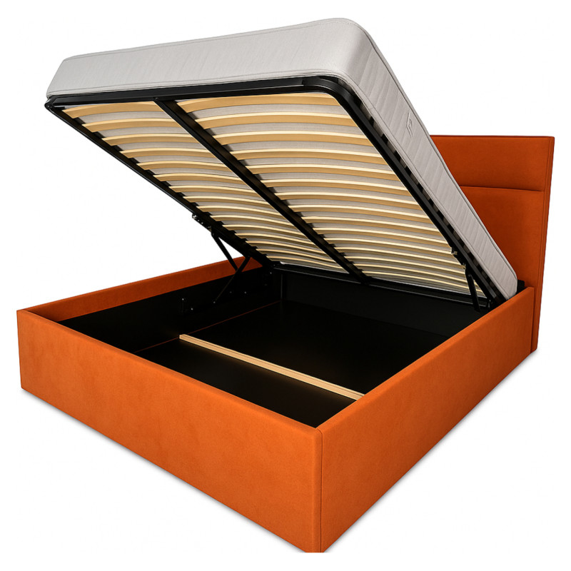 Emis Sleeping Gulta "Charlotte" 140x200 / Tum&scaron;i pelēka / Ar veļas kasti