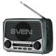 Sven Speaker SVEN SRP-150, gray (3W, Bluetooth, FM/AM/SW, USB, microSD, flashlight, battery)