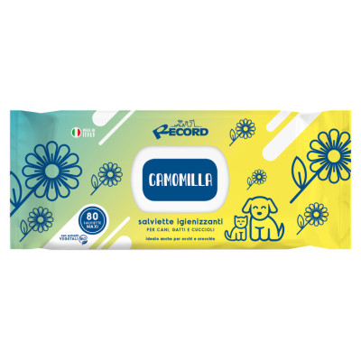 Record Tīro&scaron;as salvetes suņiem/kaķiem ar kumelī&scaron;u aromātu 80 gb.