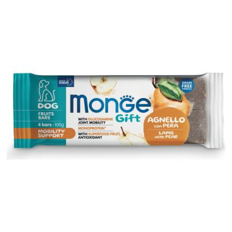 Monge GIFT Dog FRUIT BARS Mobility support Lamb with pear / 100 g - kārums suņiem