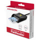 Axagon Compact desktop USB contact Smart / ID card reader with long, USB-A cable.