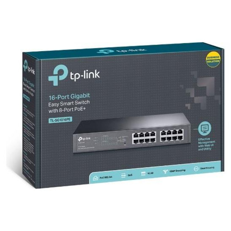 Tp-Link Switch|TP-LINK|Desktop/pedestal|16x10Base-T / 100Base-TX / 1000Base-T|PoE+ ports 8|TL-SG1016PE
