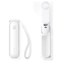 Jisulife Handheld Fan Life8 Mini Portable USB Fan with 2000mAh Power Bank and Flashlight - White
