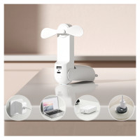 Jisulife Handheld Fan Life8 Mini Portable USB Fan with 2000mAh Power Bank and Flashlight - White