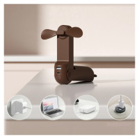 Jisulife Handheld Fan Life8 Portable USB Fan with Power Bank Function 2000mAh and Flashlight - Brown