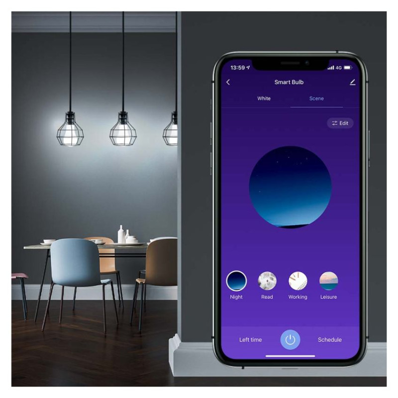 Tellur Smart WiFi Bulb E27, 9W, White/Warm/RGB, Dimmer