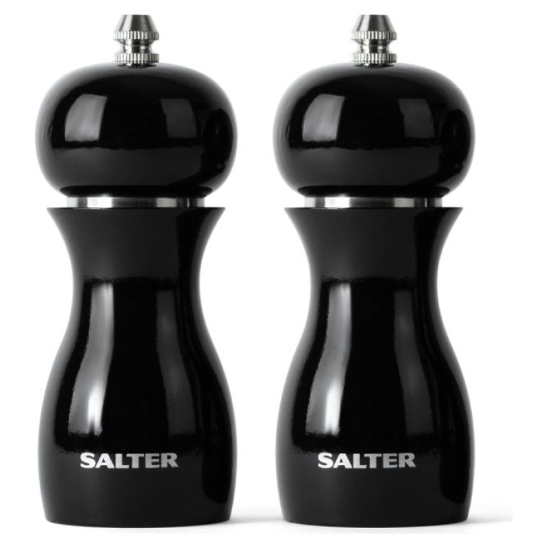 Salter 7613 BKXRA Gloss Salt and Pepper Mills Black