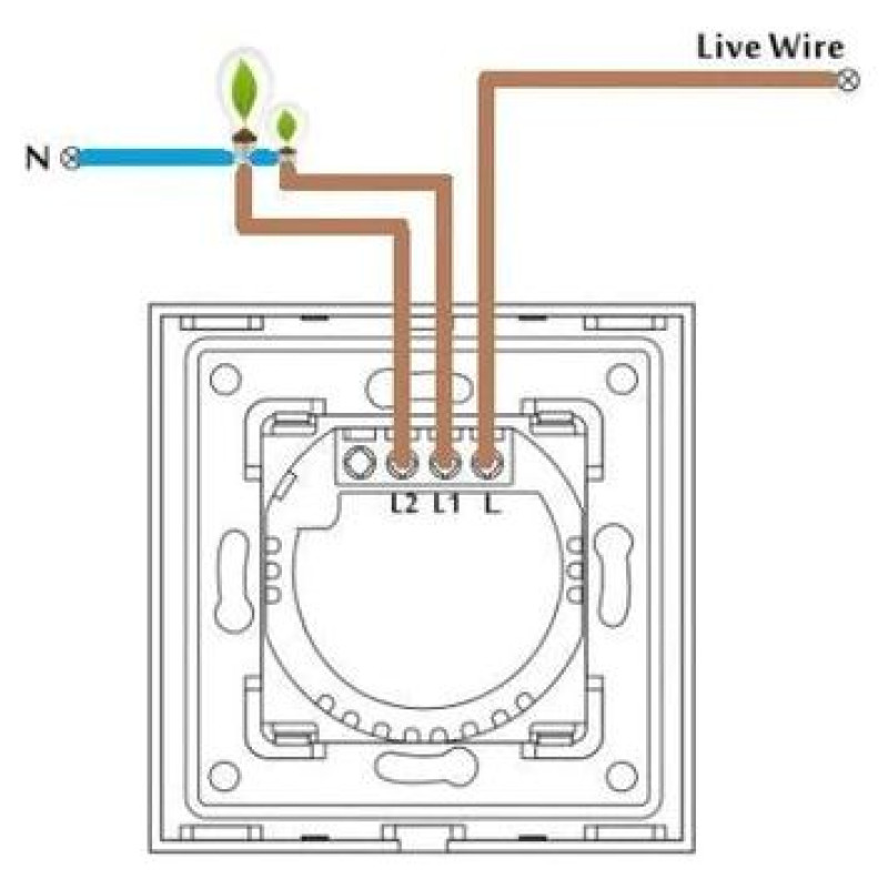 Spring One Gang, One Way Touch Switch, Glass Black