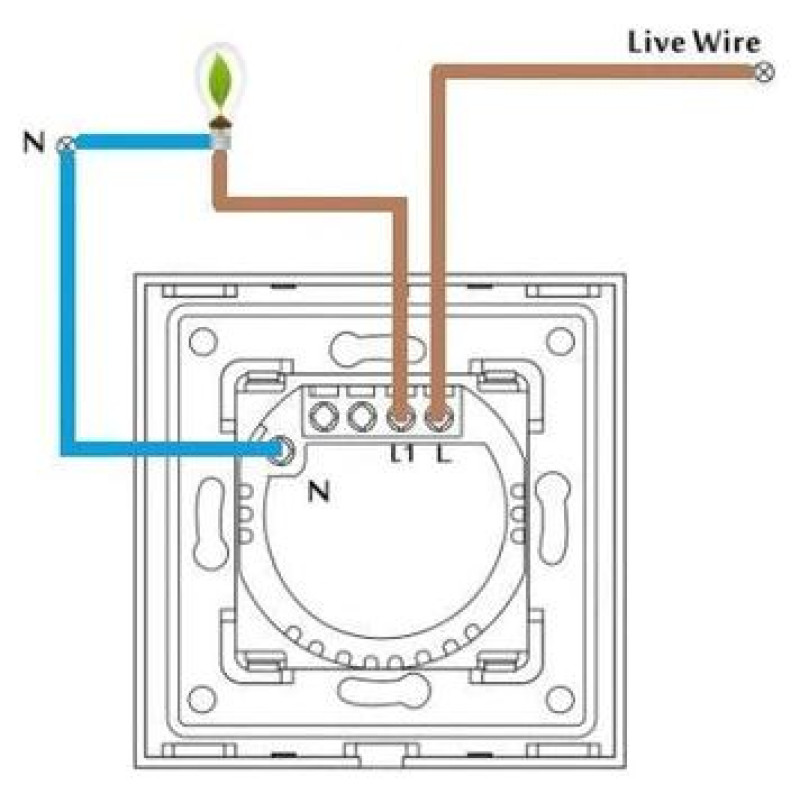 Spring One Gang, One Way Touch Switch, Glass Black