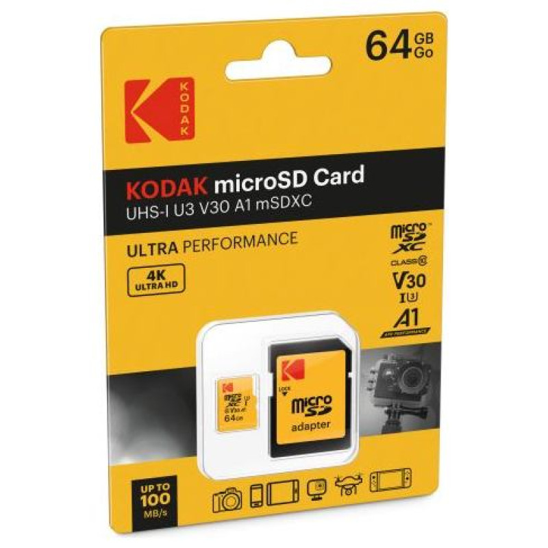 Kodak mSD 64GB UHS-I U3 Ultra EKMSDM64GXC10HPRK