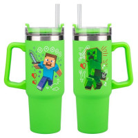 Paladone Minecraft Green 900ml Insulated Cup and Straw