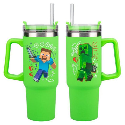 Paladone Minecraft Green 900ml Insulated Cup and Straw